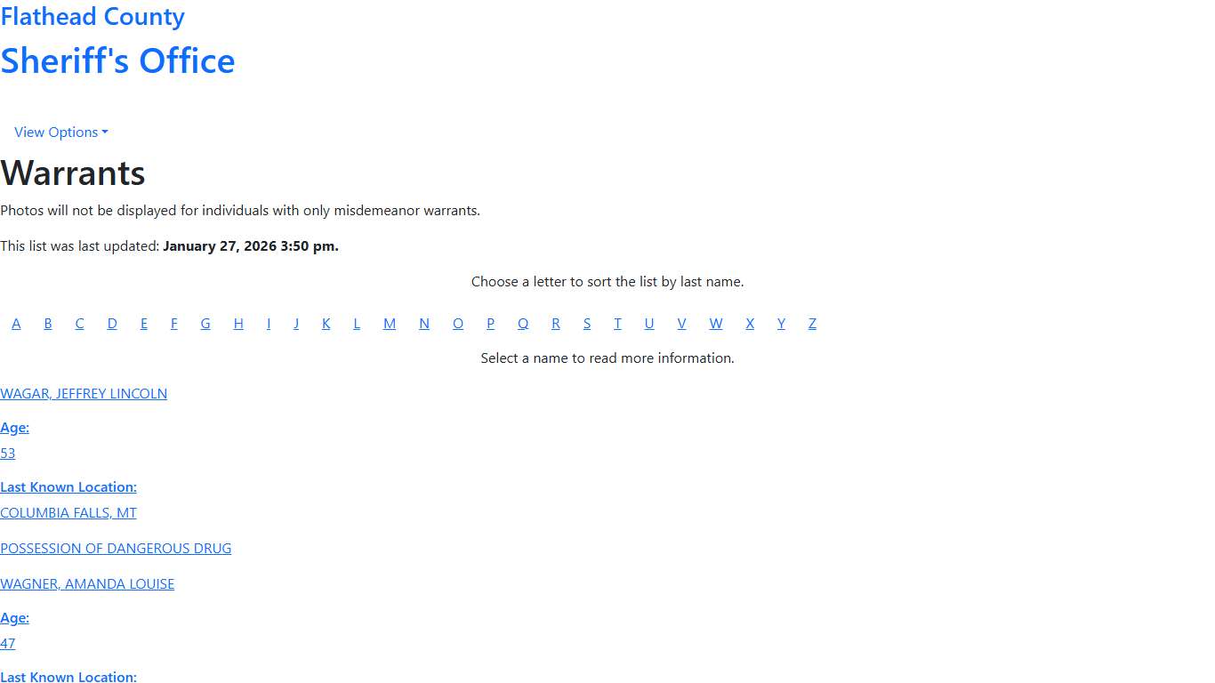 FC Sheriff's Office - Warrants